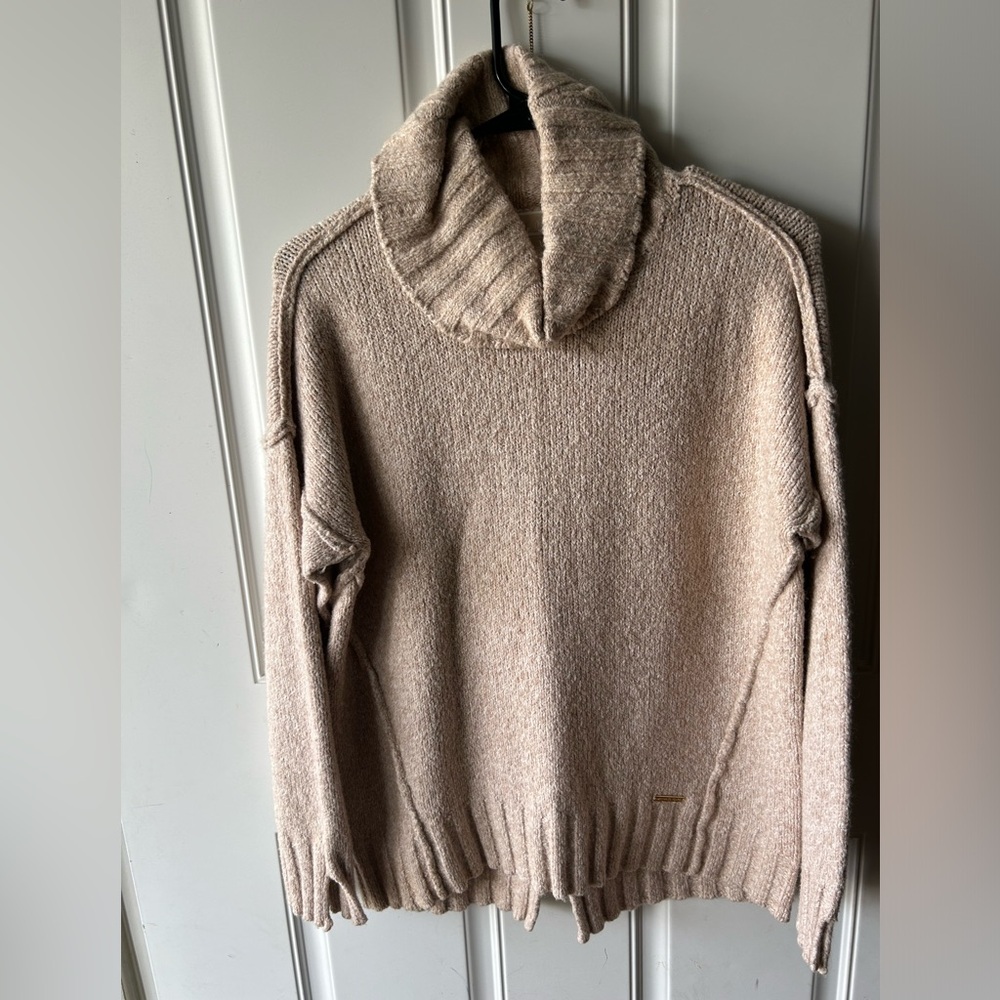Michael Michael Kors Women’s Turtle Neck Thick Knit Sweater Oatmeal Color